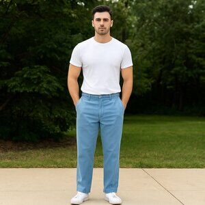 Ralph Lauren Polo Pants Slacks Mens 32x32 Blue Pleated Cuffed Trousers Slacks